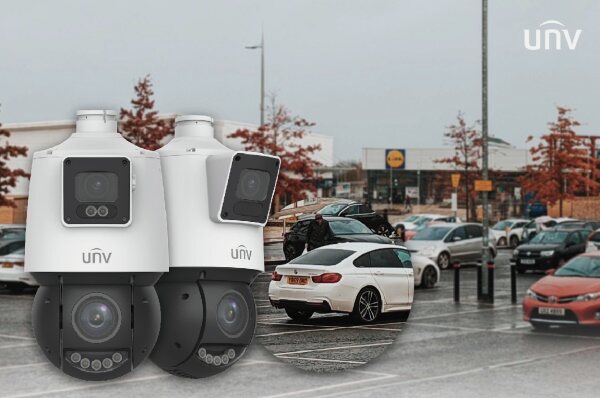 A PTZ camera covering a retail entrance and till line