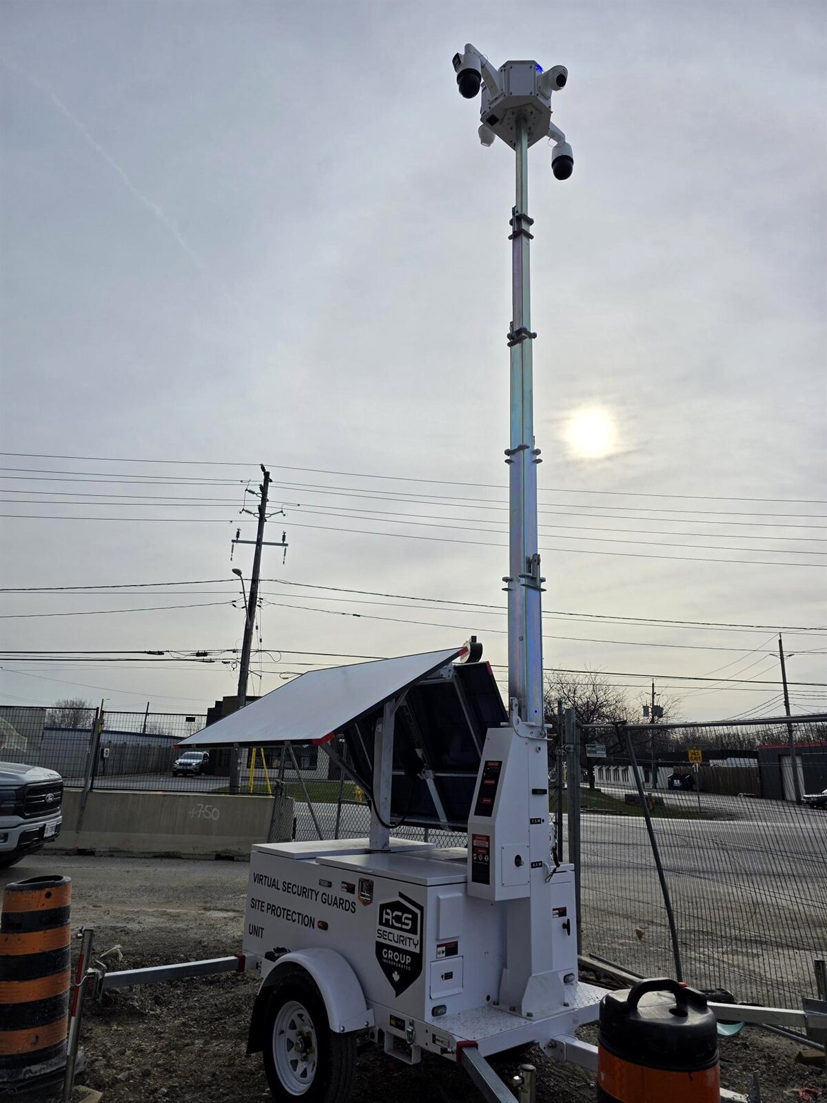 ACS mobile defense tower deployed on a street